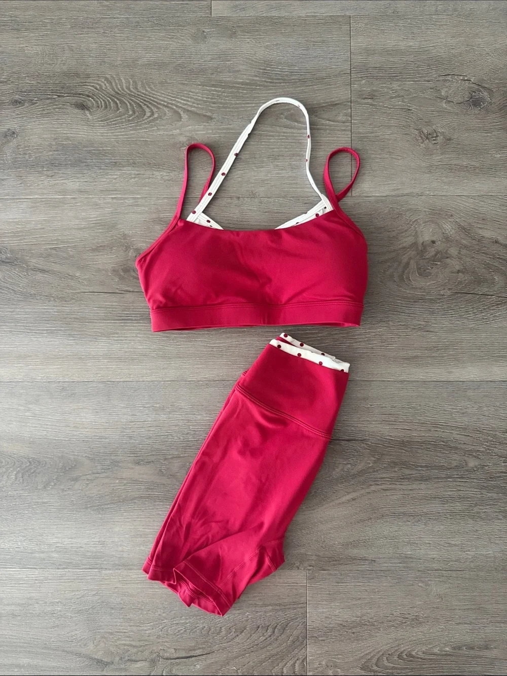 Women's Cherry Red Sports Bralette & High-Waist Shorts Set